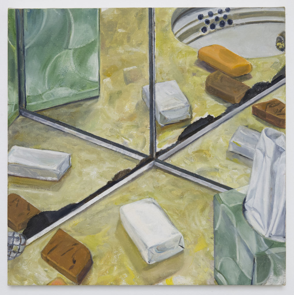 Mirrored Corner (Sink, Soap), 2013, oil on canvas, 16 x 16 inhes